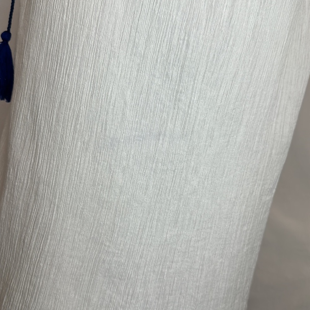 Boemo - White Gauze Maxi Dress With Blue Rope and Embroidery Detailing - Picture 3 of 7